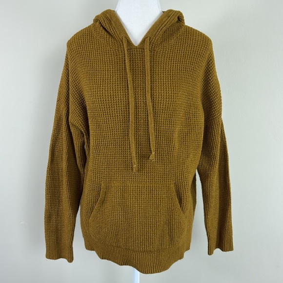 aerie Sweaters - Aerie Waffle Knit Hoodie in Mustard Yellow Size Medium